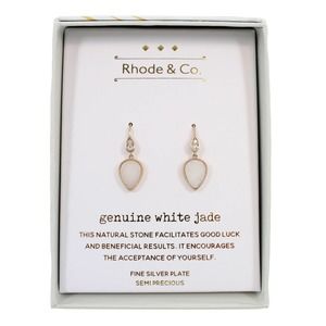 Rhode & Co. Genuine White Jade Teardrop Dangle Earrings #642844RHC